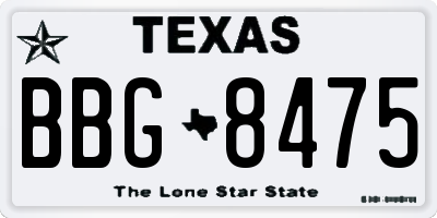 TX license plate BBG8475