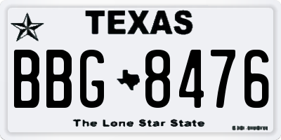 TX license plate BBG8476