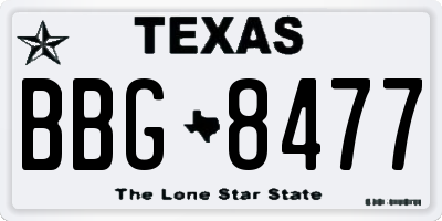 TX license plate BBG8477