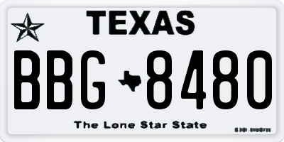 TX license plate BBG8480