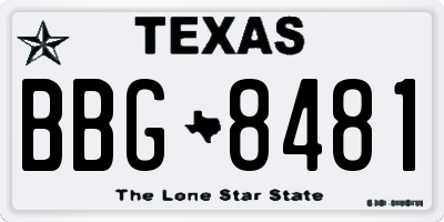 TX license plate BBG8481