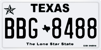 TX license plate BBG8488