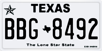 TX license plate BBG8492