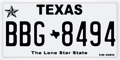 TX license plate BBG8494