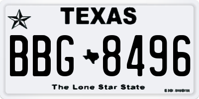 TX license plate BBG8496