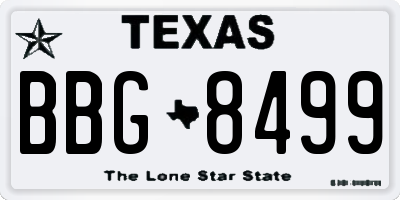 TX license plate BBG8499