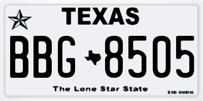TX license plate BBG8505