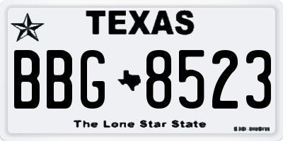 TX license plate BBG8523