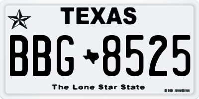 TX license plate BBG8525