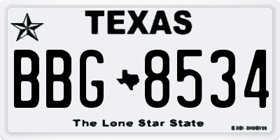 TX license plate BBG8534