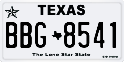 TX license plate BBG8541