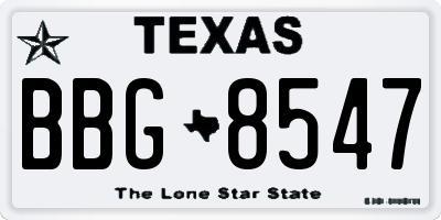 TX license plate BBG8547
