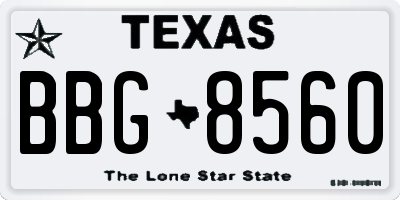 TX license plate BBG8560