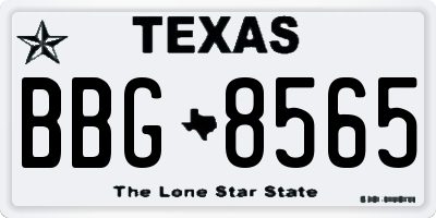 TX license plate BBG8565