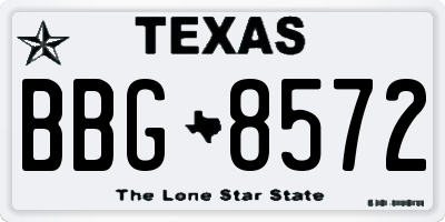 TX license plate BBG8572