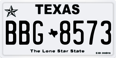 TX license plate BBG8573