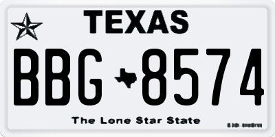 TX license plate BBG8574