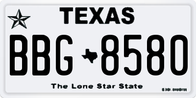 TX license plate BBG8580