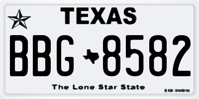 TX license plate BBG8582