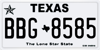 TX license plate BBG8585