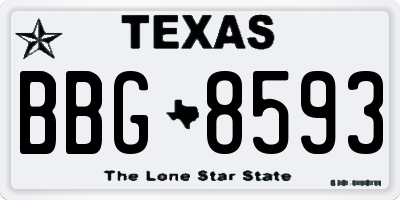 TX license plate BBG8593