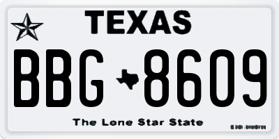TX license plate BBG8609
