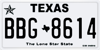 TX license plate BBG8614