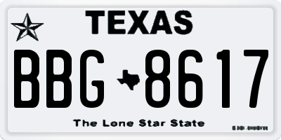 TX license plate BBG8617
