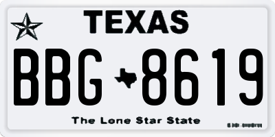 TX license plate BBG8619
