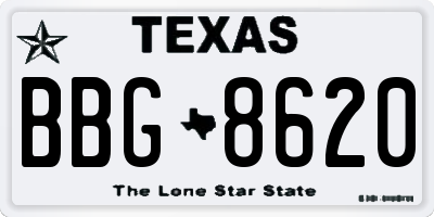 TX license plate BBG8620