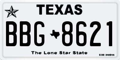 TX license plate BBG8621