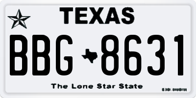 TX license plate BBG8631