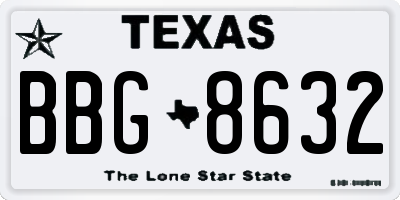 TX license plate BBG8632