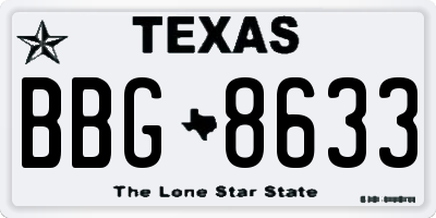 TX license plate BBG8633