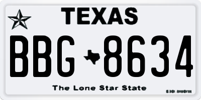 TX license plate BBG8634