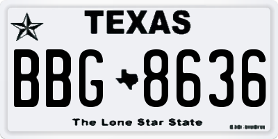 TX license plate BBG8636