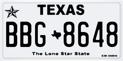 TX license plate BBG8648