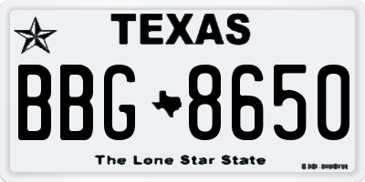 TX license plate BBG8650