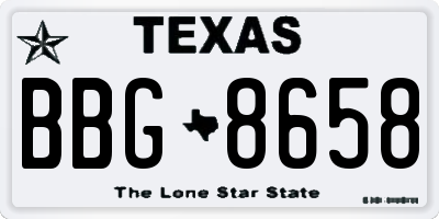 TX license plate BBG8658