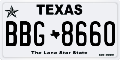 TX license plate BBG8660