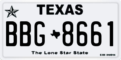 TX license plate BBG8661