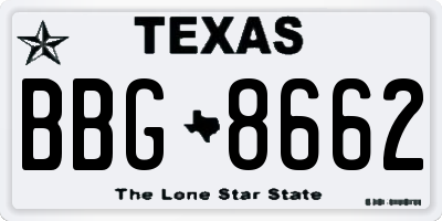 TX license plate BBG8662