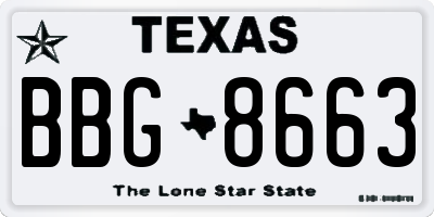 TX license plate BBG8663