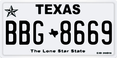 TX license plate BBG8669