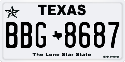 TX license plate BBG8687