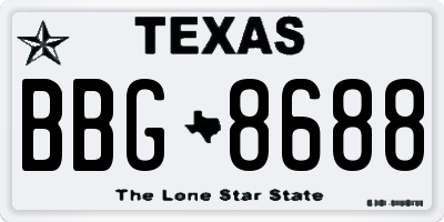 TX license plate BBG8688