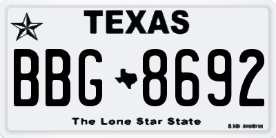 TX license plate BBG8692