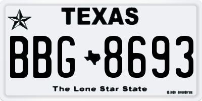 TX license plate BBG8693