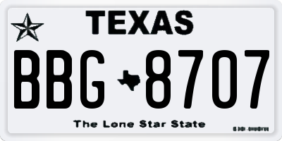 TX license plate BBG8707