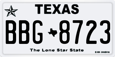 TX license plate BBG8723